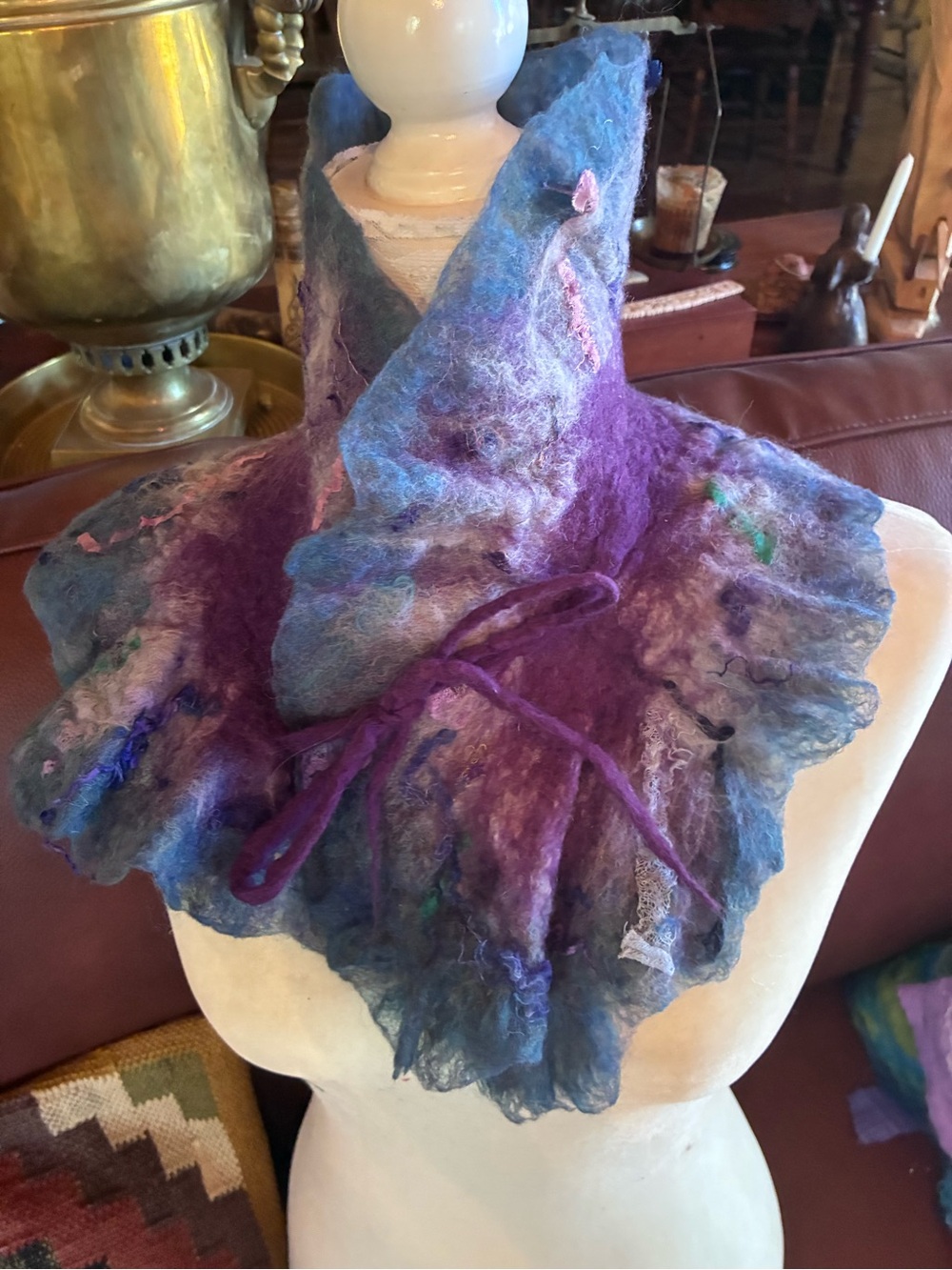 Handcrafted Purple & Blue Felted Neck Warmer by